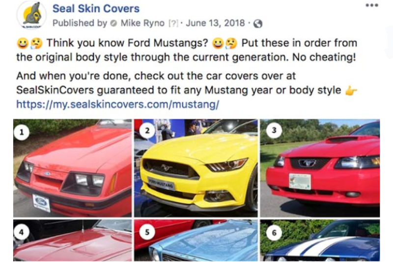 Cuộc thi của Seal Skin Covers trên Facebook năm 2018